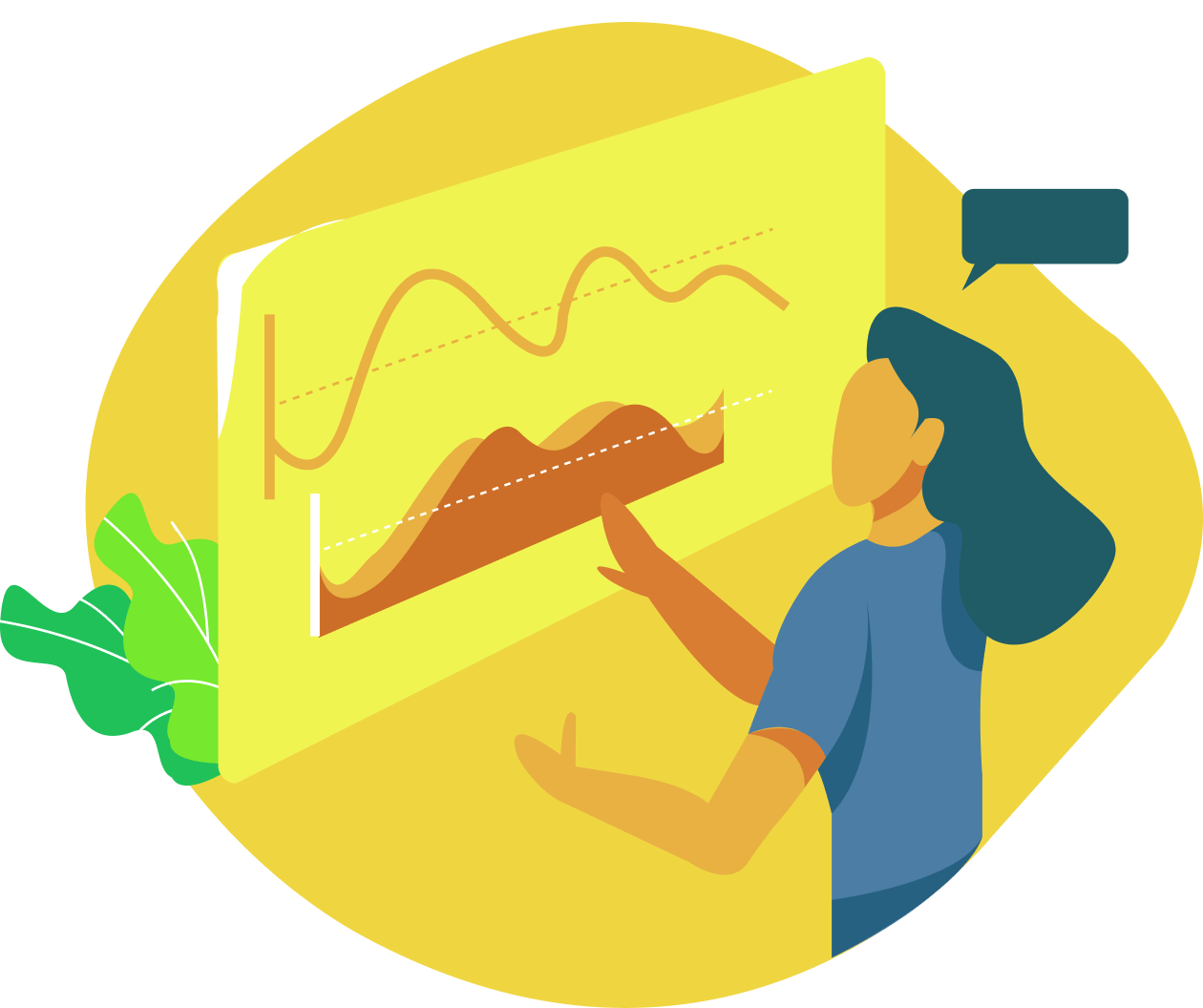Sales development training a woman pointing at a graph