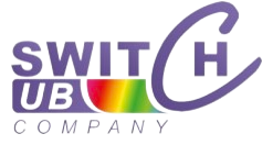 a logo with a rainbow colored bowl