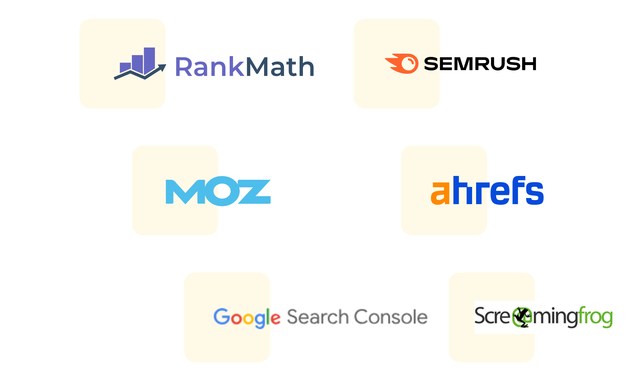 a group of logos in squares